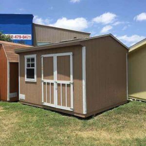 Storage Shed Portable Building Product Page Model American Exterior Brown Front Angle1