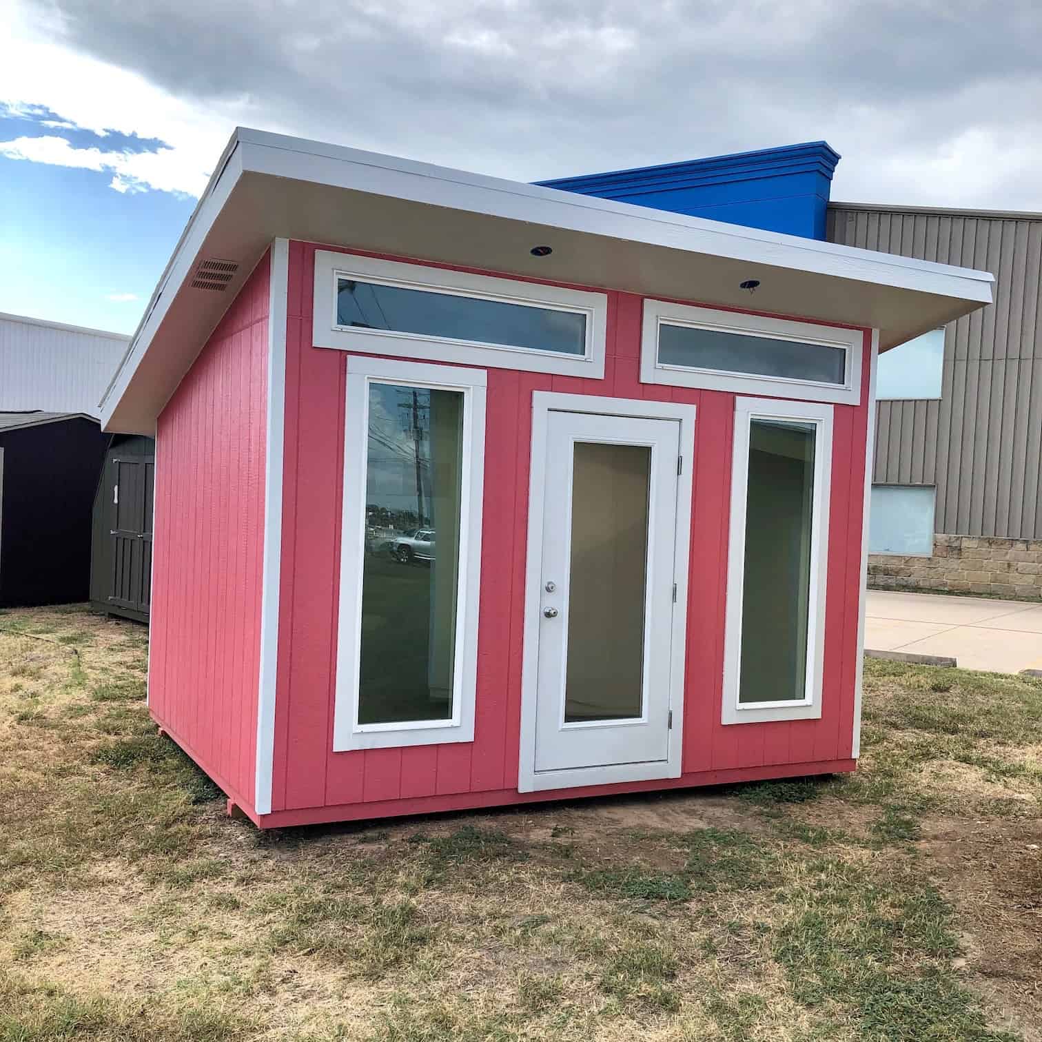 modern shed in pink affordable portable structures